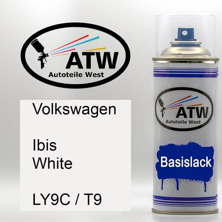 Volkswagen, Ibis White, LY9C / T9: 400ml Sprühdose, von ATW Autoteile West.